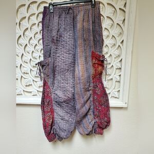 Kantha Adjustable Jogger Capri Pants Overdyed Charcoal Gray OSFM
